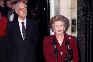 Margaret Thatcher leaving 10 Downing Street